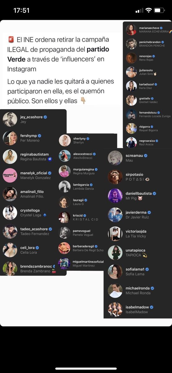 ivanehe's tweet photo. Ahí la lista de influencers vendidos @partidoverdemex #PartidoVerde #influencersvendidos https://t.co/l4rlUGwykC