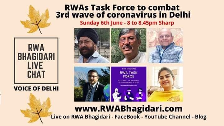 RWABhagidari's tweet photo. Are we prepared for the 3rd wave of #Coronavirus in Delhi? #RWABhagidari #Facebook live chat by RWA TASK FORCE.
https://t.co/j7crPztvFB

@ArvindKejriwal @LtGovDelhi @CMODelhi @msisodia @SatyendarJain https://t.co/27MlI4h5EE