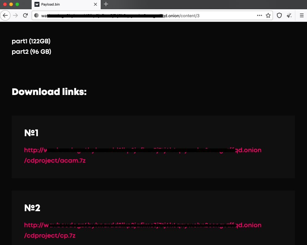 RESecurity's tweet photo. #PayloadBIN - new "group" appeared out of nowhere. Starting May 31, they claimed to have leaked the data stolen from @CDPROJEKTRED. In the uploaded 274,8 GB (in 5 parts) - some fragments seem to be authentic with what has been leaked before by #HelloKitty #Ransomware. https://t.co/ZUGRinJSnk