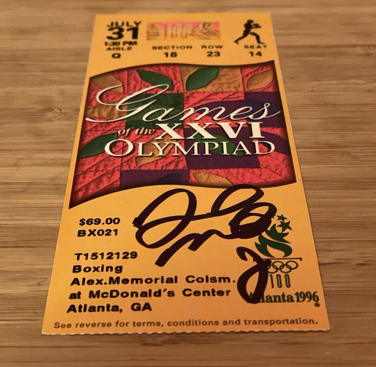 Ticket to Floyd Mayweather’s last loss: July 31, 1996 (via <a href="/jimbospence/">James J. Spence III</a>)