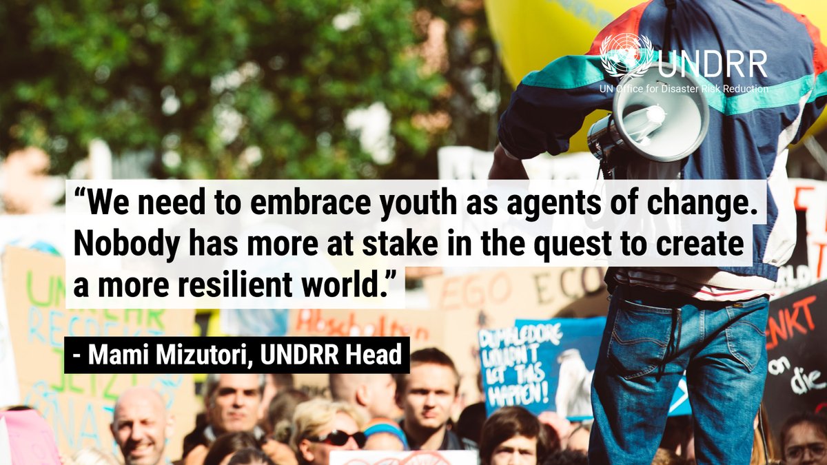 UNDRR's tweet photo. Young people will have to live with the consequences of global warming for the rest of their lives @HeadUNDRR tells @1popmovement and thanks youth organizations for the work they're doing in holding governments to account for climate-related disasters.  https://t.co/PqUpj9Hi15 https://t.co/EBHHFme28p