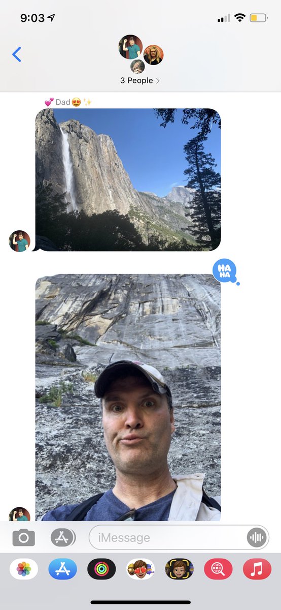 2020Tatum's tweet photo. My dad is solo hiking in Yosemite and this is how it’s going… https://t.co/Oslnnl5aa0