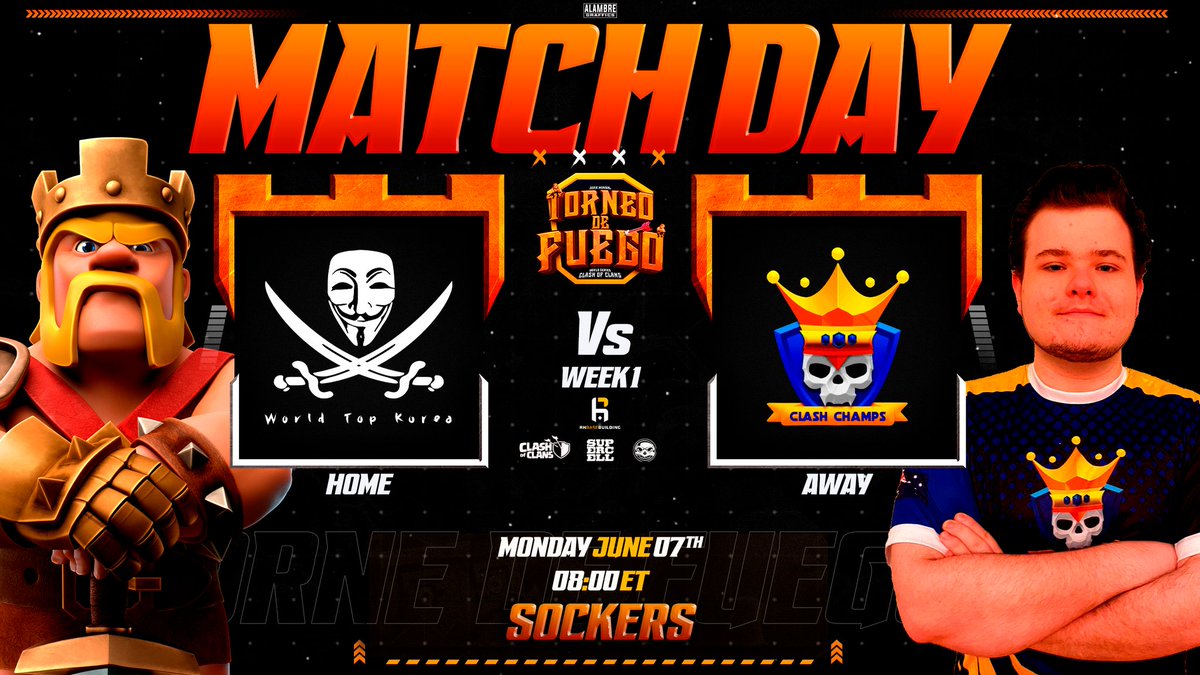 Sigue @TorneodeFuego 
Lunes en TWITCH
📌14:00 CET ⏰ 8:00 EST
📺twitch.tv/sockerssu
@NoobWtk 🆚 <a href="/ClashChamps/">Clash Champs</a> 

📌16:00 CET ⏰ 10:00 EST
📺twitch.tv/sockerssu
<a href="/ClashOfMaodou/">毛豆小班</a> 🆚 <a href="/KOGCOC/">K.O.G</a> 

A triples de fuego 🔥☔