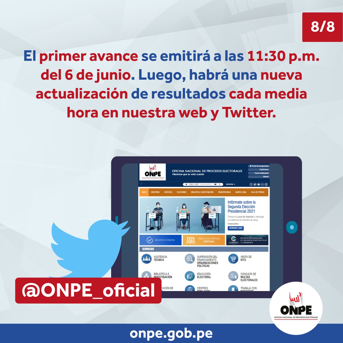 ONPE_oficial's tweet photo. 📷 | (2)
#VotemosPerú https://t.co/cMiT7lGlmg