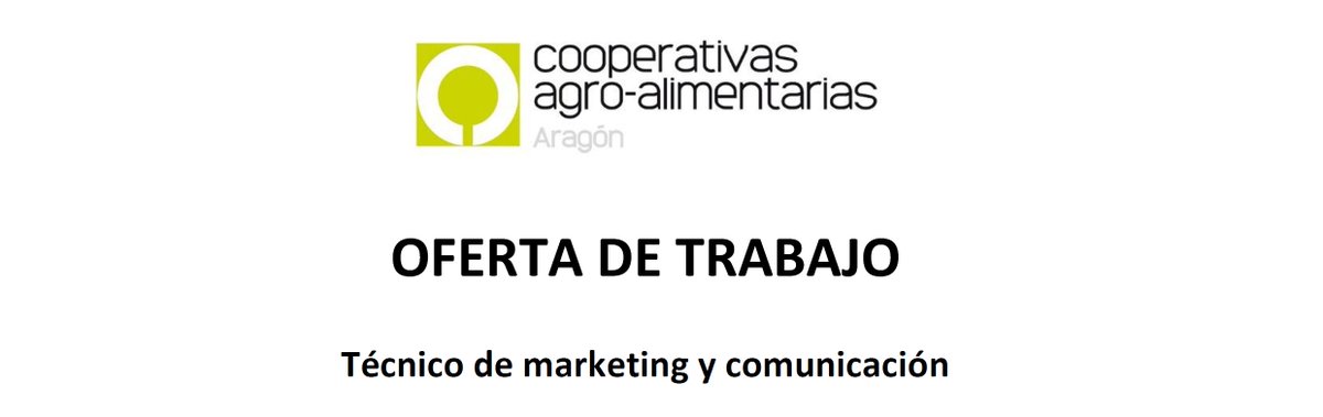 Quieres trabajar en Cooperativas Agro-alimentarias Aragón? Ahora tienes la oportunidad de hacerlo como Técnico de marketing y comunicación en un nuevo proyecto para impulsar la diferenciación cooperativa.

Accede a la oferta de trabajo en este enlace: 
faca.es/News/DetailNew…