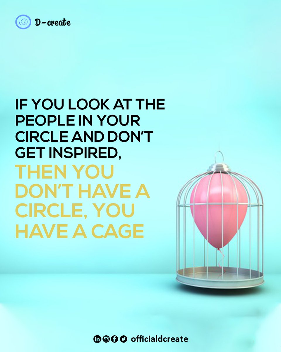 officialdcreate's tweet photo. Are you in a circle or a cage?
Tough truth for Monday!
#dcreate #mondaymotivation https://t.co/s7V2uB88pd