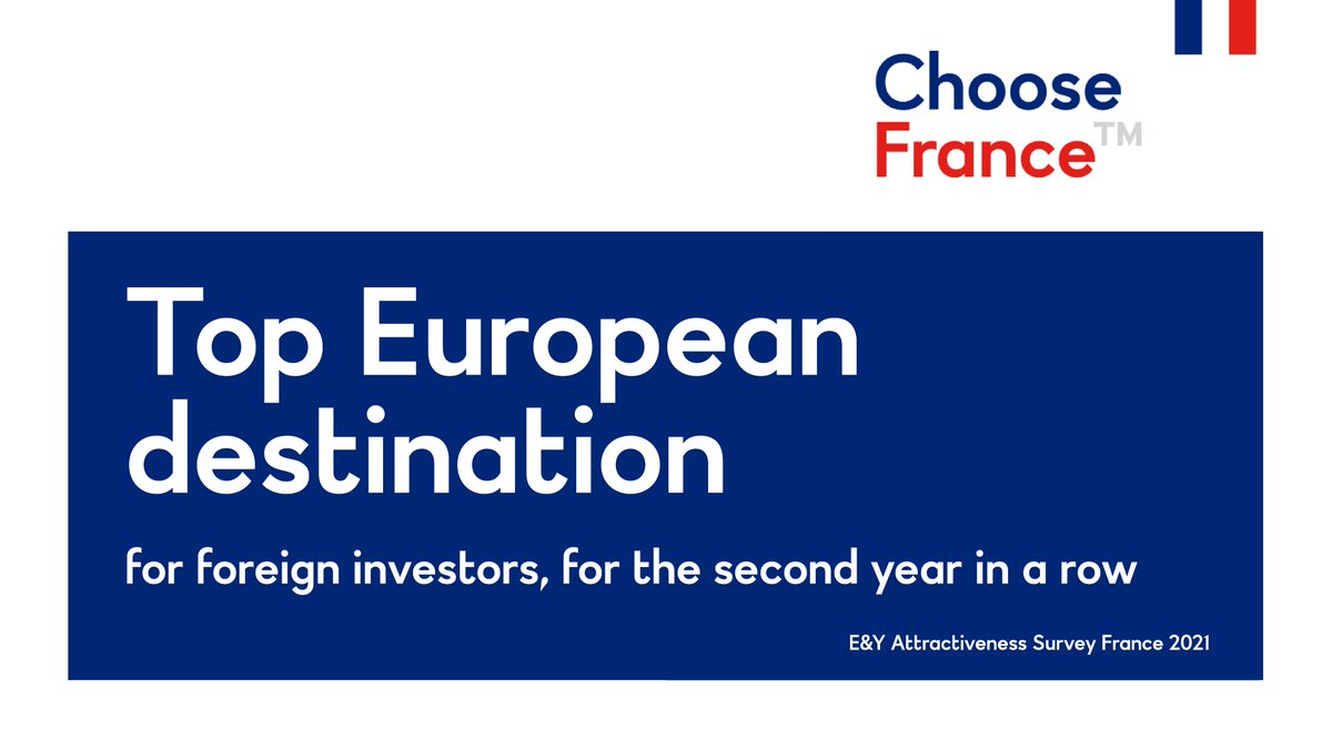 BF_TFI's tweet photo. 🏆 France remains the most attractive country in Europe, for the 2nd year in a row! 👏
🥇 France is the 1st country in Europe for welcoming foreign investors, according to the @EYFrance Barometer.
#ChooseFrance https://t.co/po0ndbtrmv