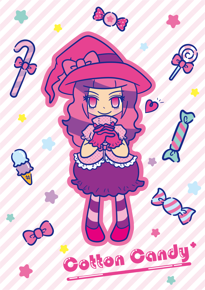 Cottoncandy 公式 Cottoncandy オリジナルイラスト オリジナルキャラクター 女の子イラスト 魔女っ子 かわいい キャンディ イラスト好きな人と繋がりたい イラスト好きさんとつながりたい