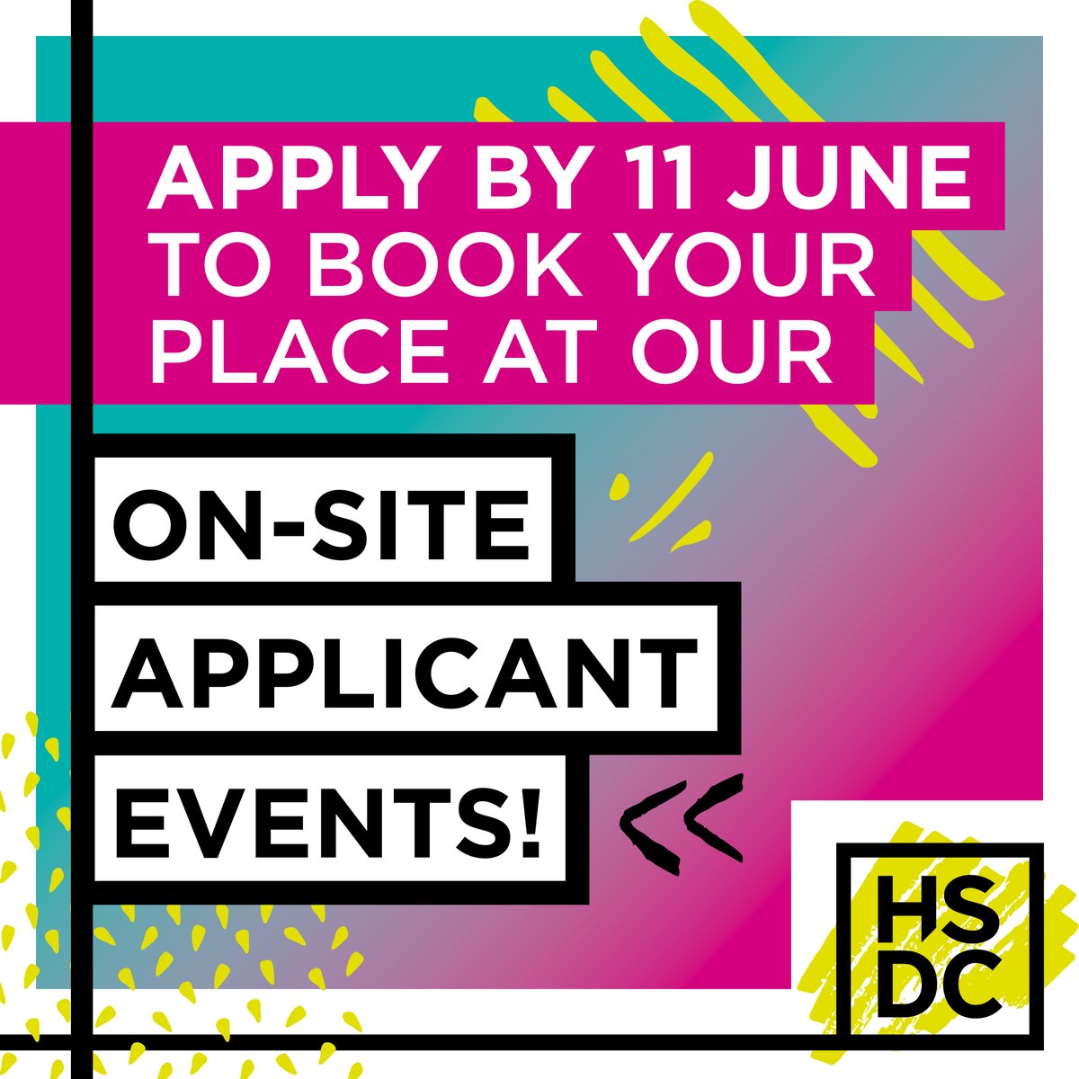 This week is your last chance to apply to study at HSDC to be able to secure your place at our on-site applicant events! 

Apply by 11 June - ow.ly/28J450EQt4I