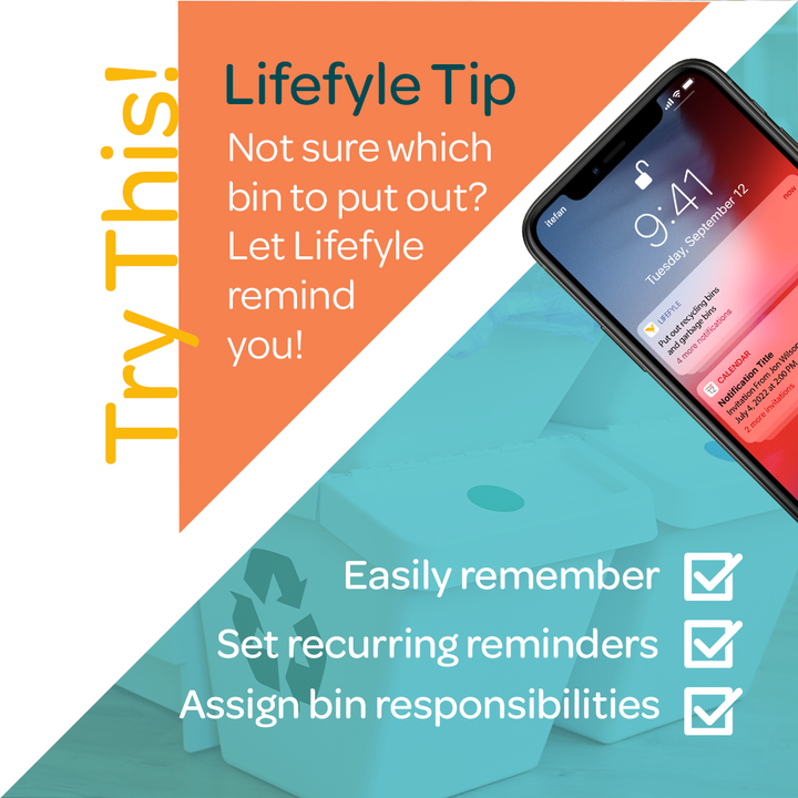LifefyleLtd's tweet photo. Lifefyle can help remind you which bin day it is, and which bin should go out. You can set recurring reminders and also assign bin responsibilities to other members of the family!
#declutteryourspace #decluttermylife #productivityinbusiness #decluttertips #productiveweek #l https://t.co/Z7qOYz7lsj