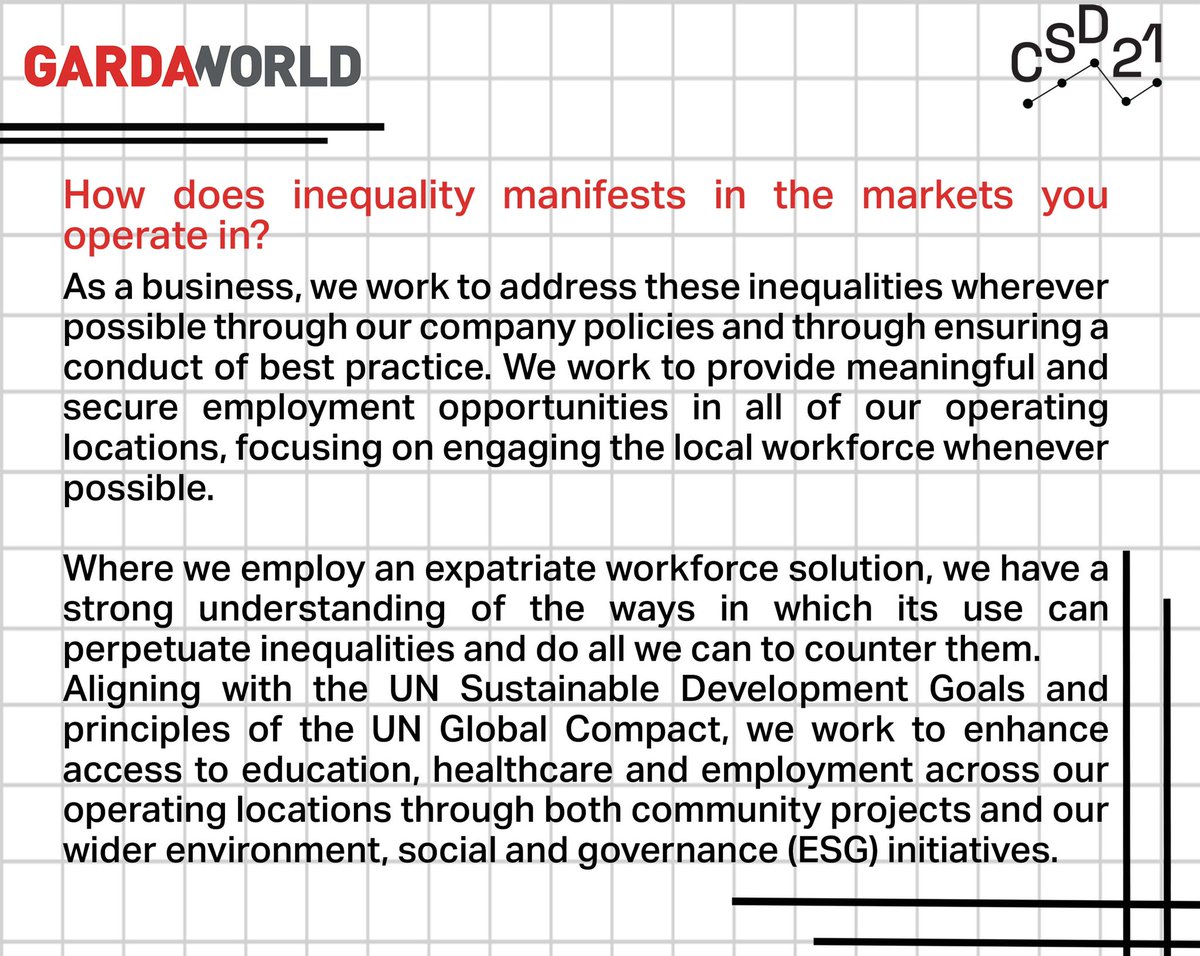 CSDConference's tweet photo. We are very thankful for their support in the realisation of the #CSDConference2021. In the slides below, @GardaWorld explains how it incorporates an #inequalities-sensitive lens in its work. https://t.co/mi0coLdiZ8