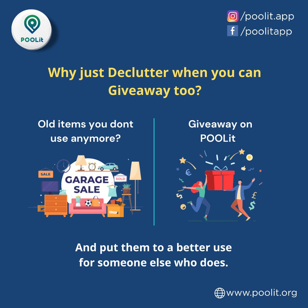 POOLitApp's tweet image. Wondering what to do after you have decluttered items at home? Giveaway items in a safe community of verified professionals via POOLit!
.
.
.
.
.
.
.
.
.
.
.
#declutter #declutterhome #giveawayindia #declutteryourlife #declutterchallenge #poolit #minimilstic #minimilistliving
