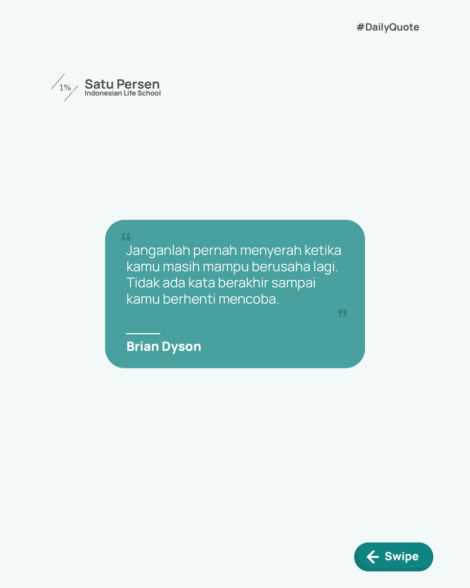 satupersen_id's tweet photo. [COBA SEKALI LAGI, YA?]

Perseners, berjuang emang nggak sebercanda itu, ya? Tiap gagal, bawaannya putus asa dan pengen nyerah aja, deh. Tapi, sebelum nyerah, coba sekali lagi yuk?😉

#DQSP #SatuPersen https://t.co/pWR4prXE4d