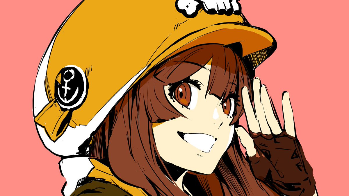 may (guilty gear) 1girl gloves brown hair fingerless gloves solo smile brown eyes  illustration images