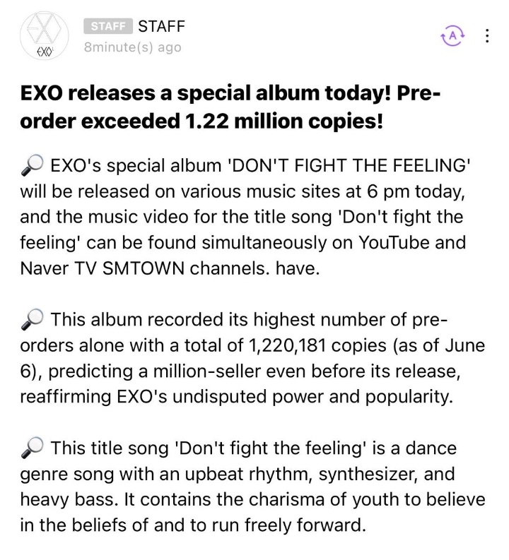 todo_zln's tweet photo. EXO SEXTUPLE MILLION SELLER !!๐
Congratulations Exo
Proving They're still one of SM's despite long hiatus and no proper promotions
Well done EXO-L's ๐๐ป EXO is surely happy about this
#DONT_FIGHT_THE_FEELING #EXOMILLIONSELLER #FIRST1stWin #EXO_L @weareoneEXO https://t.co/icLfTxJClD