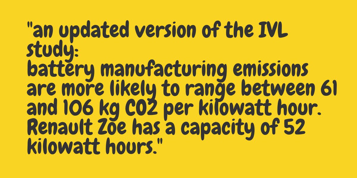 "IVL study:battery manufacturing emissions are more likely to range between 61 and 106 kg CO2 per kilowatt hour."