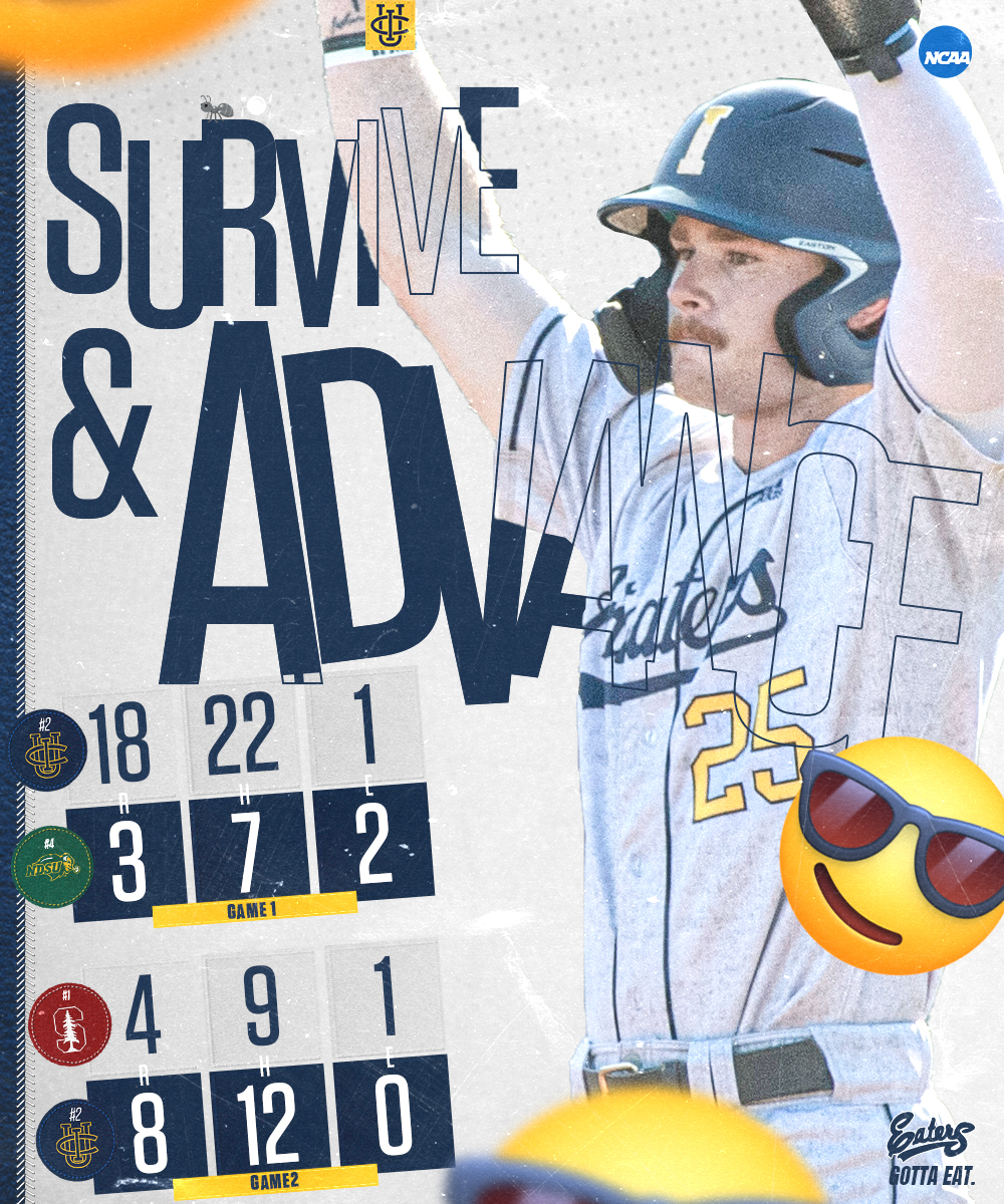 UCIbsb's tweet image. #EatersGottaEat another day!!

Comeback win, and we&apos;ll see you tomorrow night at 7pm for the Regional Final