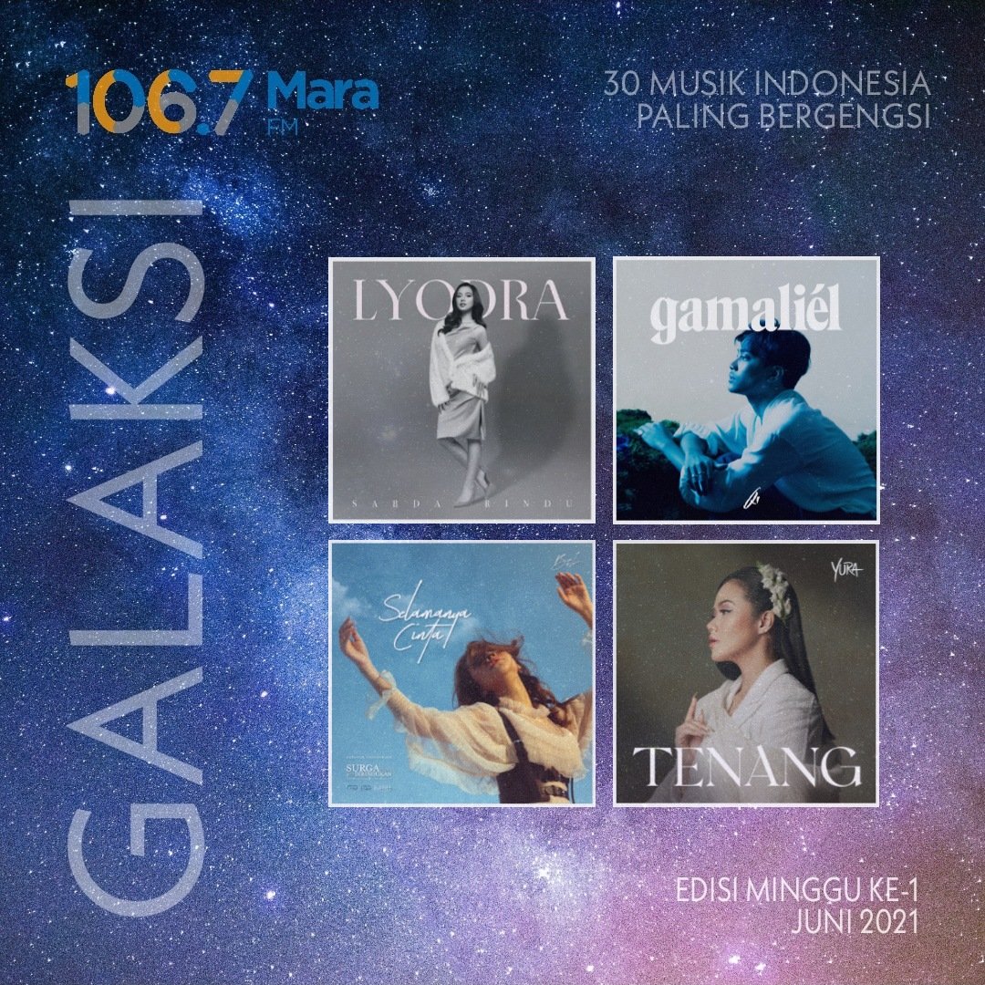 #GALAKSI30 Musik Indonesia Paling Bergengsi Edisi 337 Minggu Ke-1 Juni 2021.
3. <a href="/LyodraIdol10/">Lyodra Ginting</a> - Sabda Rindu/ <a href="/umusicindonesia/">Universal Music Indonesia</a> <a href="/SMN_Channel/">Star Media Nusantara</a>
4. <a href="/gamaliel/">Gamaliél 🪐</a> - Adjacent/ <a href="/SonyMusicID/">Sony Music Indonesia</a>
5. @bclsinclair - Selamanya Cinta/ <a href="/MDMusic_ID/">MD Music Indonesia</a> 
6. <a href="/yurayunita/">Yura Yunita</a> - Tenanglah