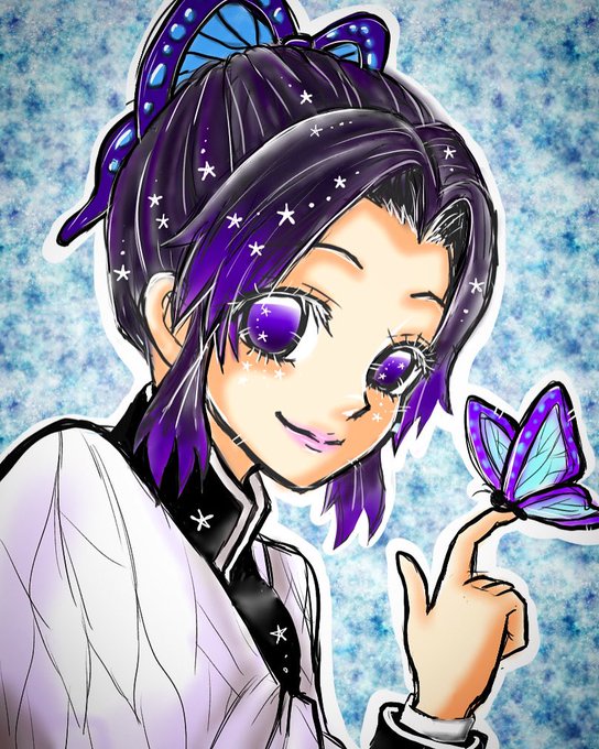 miさんがTwitterに投稿した胡蝶しのぶ(鬼滅の刃)のイラスト。