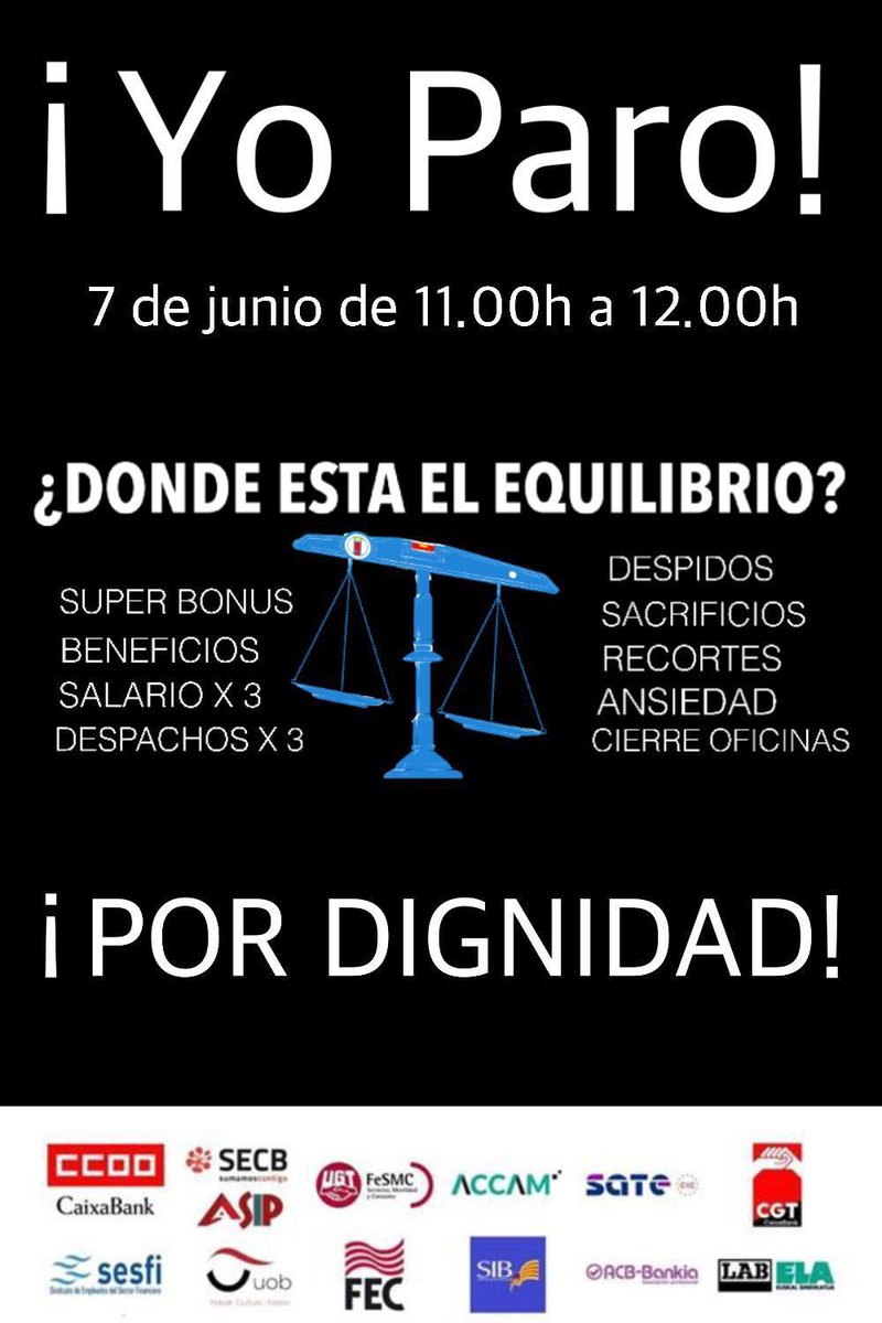 ccoo_serveiscat's tweet photo. #TodxsSomosCaixaBank
#TotsTotesSomCaixaBank
Avui aturada d’una hora.
D’11 a 12h #JoParo #PerDignitat
L’empresa ha d’escoltar i rectificar amb les seves pretensions.
#NOalERO
#DerogacióReformaLaboralJA
@CCOOCaixaBank @serviciosccoo @financieroCCOO https://t.co/IO6Xx9aWIU