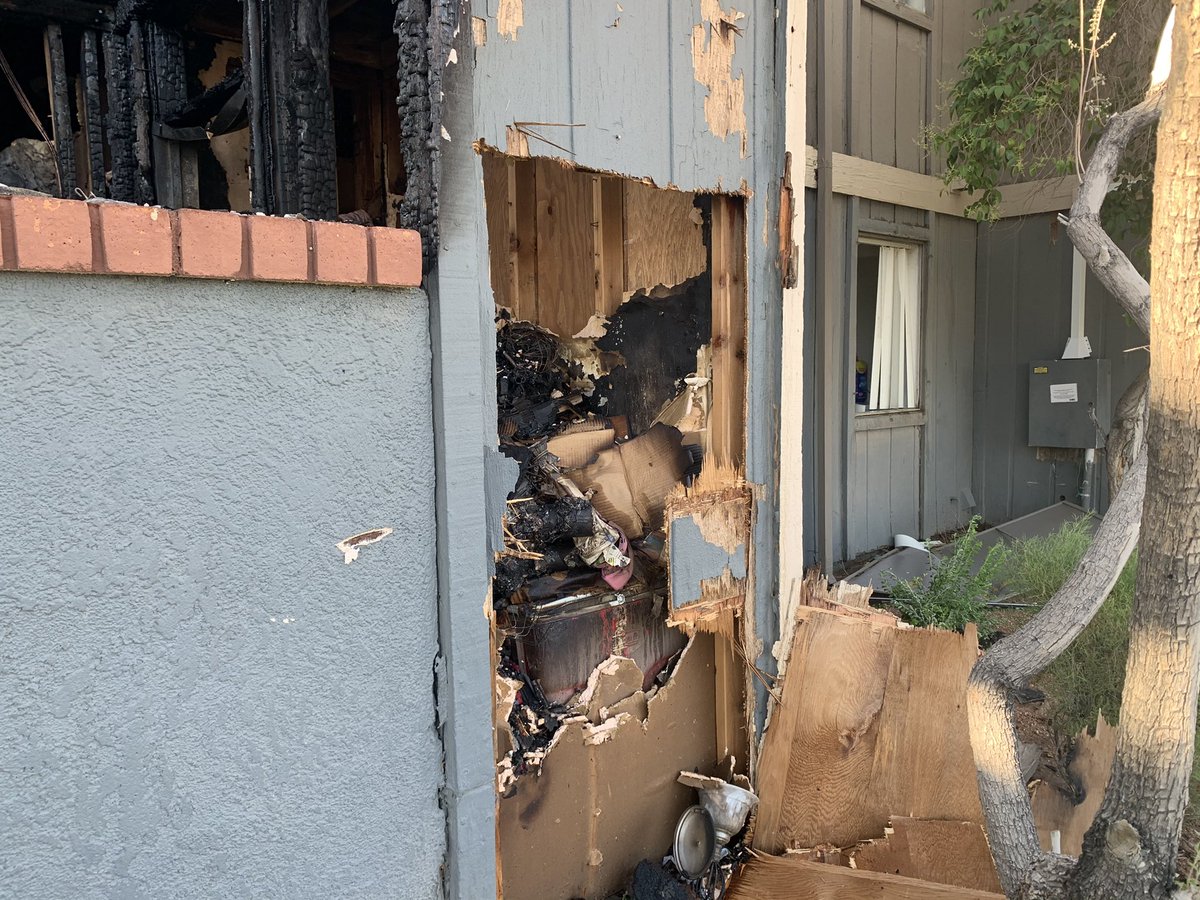 MADKIMBRO's tweet photo. #NEW The damage is severe and this ISN’T the first time a #FIRE has erupted at this APT complex either! As of now, 22 people are displaced. Full story at 11pm #8NN #LasVegas #AptFire https://t.co/Z14zBGSewT