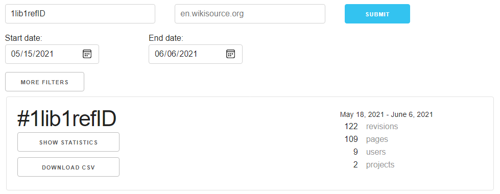Terima kasih atas partisipasi Anda dalam #1lib1ref! Kini, kampanye tersebut telah berakhir. Sembari menunggu pengumuman pemenang yang berkontribusi paling banyak, berikut adalah statistik peserta hingga kemarin.
