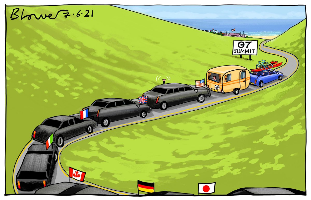 #G7 #G7Summit #Cornwall #CarbisBay Telegraph cartoon 7.6.21
