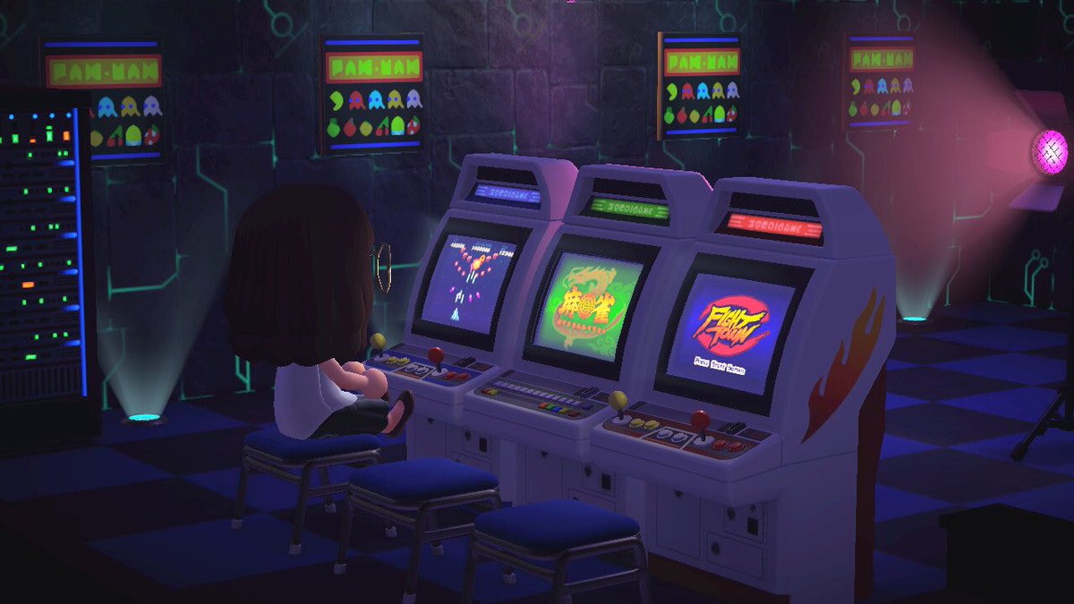 RUI_Binta's tweet photo. 【🍈パックマンのポスター🍒👾】
ゲームセンターなどにピッタリのデザインです☺️
配布しましたのでご自由にどうぞ！
#あつまれどうぶつの森  #マイデザ 
#AnimalCrossing / Design 🎨 https://t.co/Z3xfogJMGZ