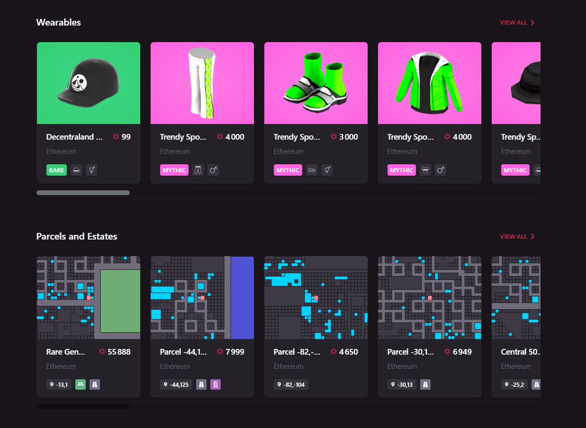  #Decentraland  $MANAC'est une plateforme de réalité virtuelle basée sur Ethereum. Elle compte une marketplace permettant à l'utilisateur d'acheter ou de vendre des items tels que des terrains ou des vêtements in game.Lien vers le site :  https://decentraland.org/ 