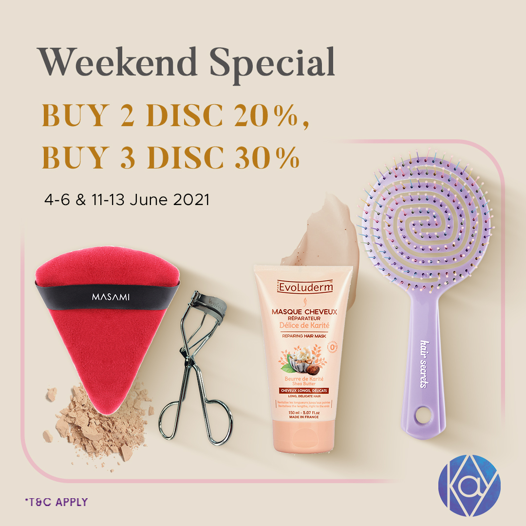 plazaindonesia's tweet photo. Hooray it’s time for Weekend Special!
Treat yourself this weekend with @kaycollectionid best beauty items, shop now and get special offer Buy 2 disc 10% and Buy 3 disc 20%.
Valid from 4-6 & 11-13 June 2021.
#WeekendSpecial
#WeekendSale
#KayCollection
#PlazaIndonesia https://t.co/h7yZTvNz3v