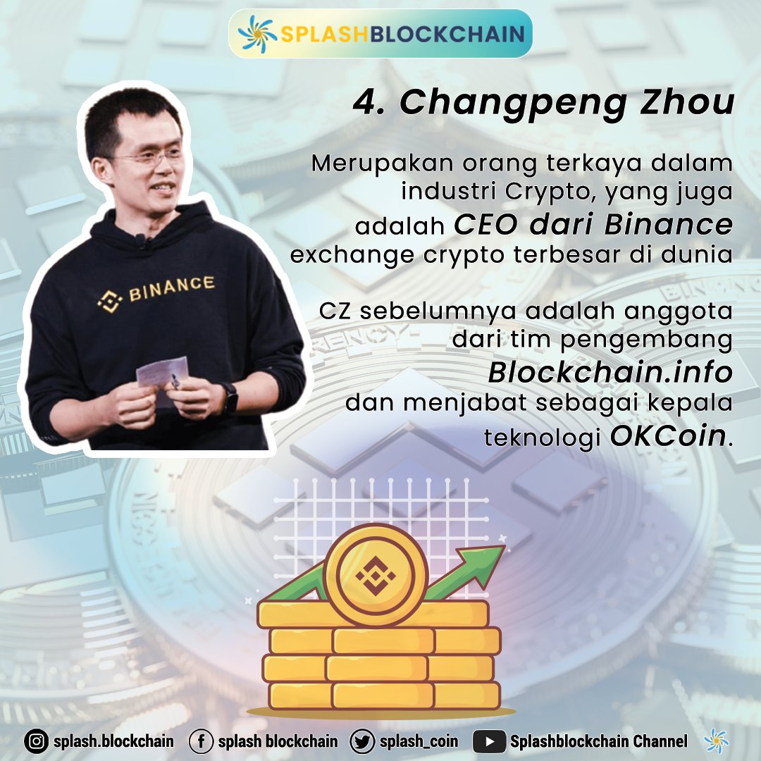 splash_coin's tweet photo. Hai semuanya 😀

Sudah tau 5 orang berpengaruh di Dunia Crypto? Yuk geser gambar berikut 👍

II https://t.co/gj3KGY3HqD