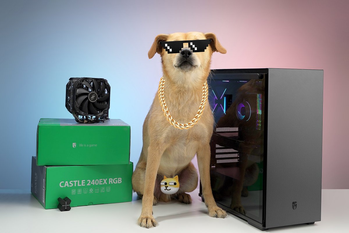 Deepcoolglobal's tweet photo. New colleague of mine,
Chilly style on the shooting site,
By his consent, invited as an image endorser of this #MACUBE310.
Air cooler: #AS500PLUS
AIO: #CASTLE240EX RGB
#tech #gaming #inspiration #custompc #pcparts #pcgaming#rgbpc #pcmr #pcbuilding #pcgamer https://t.co/L1py1fN73K