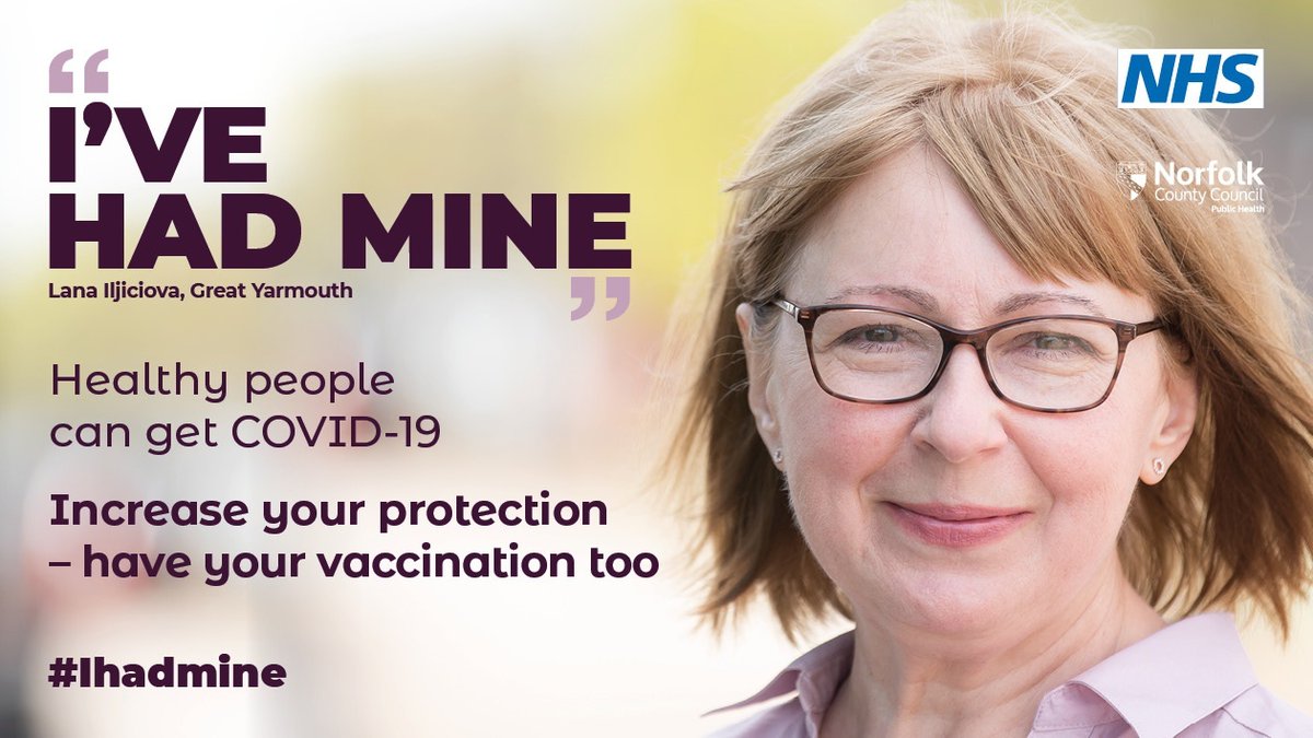 NorfolkCC's tweet photo. Healthy people can get Covid-19, too.
Increase your protection by getting your vaccination as soon as it's offered to you.ππ
Lana's had hers β make sure you can say #Ihadmine. https://t.co/xZryUlwIN1