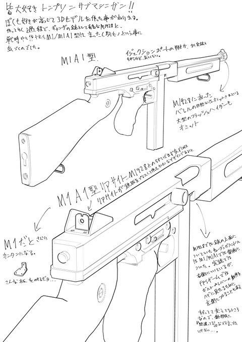 以前作った僕のトンプソンアセットとトンプソン考です。
トンプソンM1型はドラムマガジンが装着できないですが、ゲームなどではよく装着してるところを目にします(僕のアセットもそう)
作ってる側も解ってて都合上やってるので、ここにドヤ顔でツッコんではいけない。 