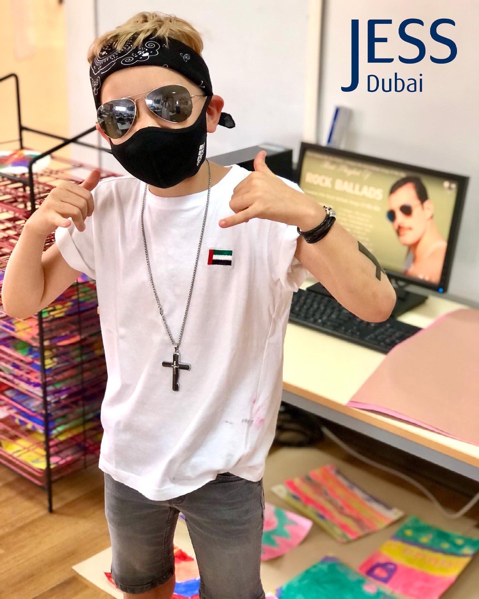 JESSDubai's tweet photo. “𝕴𝖙’𝖘 𝖔𝖓𝖑𝖞 𝖗𝖔𝖈𝖐 ‘𝖓’ 𝖗𝖔𝖑𝖑 𝖇𝖚𝖙 𝕴 𝖑𝖎𝖐𝖊 𝖎𝖙...” 🎸🎤. @JESSPrimaryYR3 enjoyed a creative dress-up day yesterday as rockstars in conjunction with well-loved educational app #TTRockStars. Looks like Year 3 found their inner rock-souls...👏🏻🎤🎸. #JESSmaths https://t.co/G9F3Kwg5wv