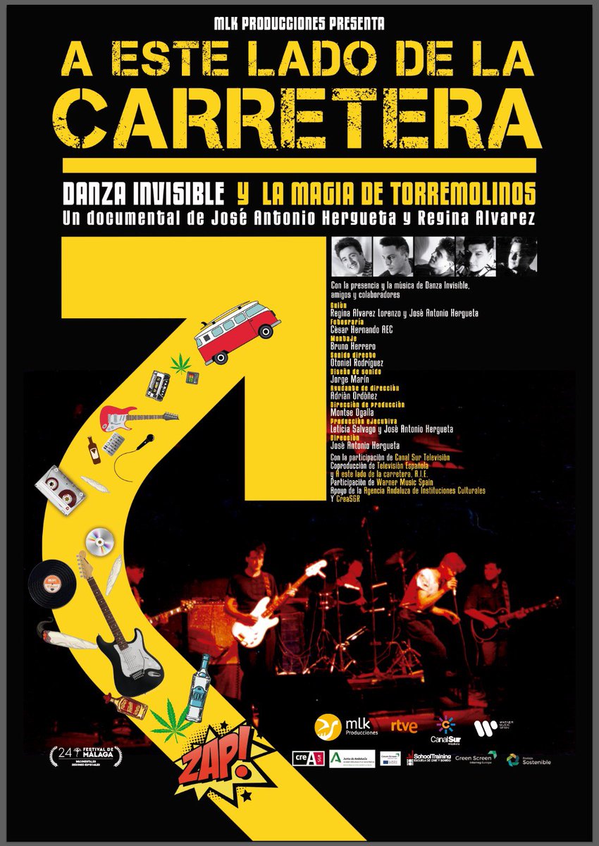 PROCINE_MA's tweet photo. Hoy lunes, 22h en @CineAlbeniz
“A este lado de la carretera” #Documental de @Hergueta_JoseA producido x #MLK y que cuenta la trayectoria sobre #DanzaInvisible una de las bandas malagueñas más reconocidas, podrá verse x primera vez en #24FestivalMálaga
#PROCINEMA
#MálagaProduce https://t.co/KyGlPzLzSi
