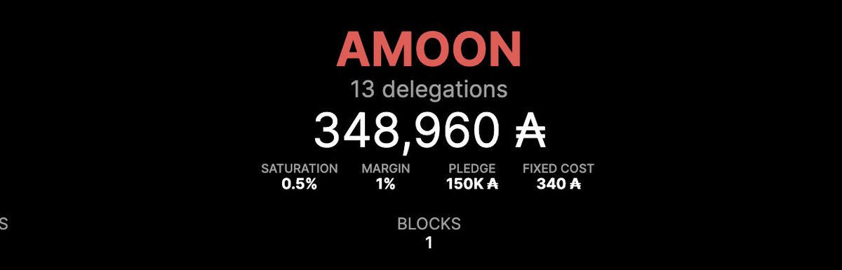 AMOON is a single pool operator and growing fast. Please delegate your #ADA to our pool and help decentralization. Visit our website adamoon.net to learn more about us and our mission. We are here to stay. Feel free to DM for any #staking questions.
#Cardano #ADA $ADA