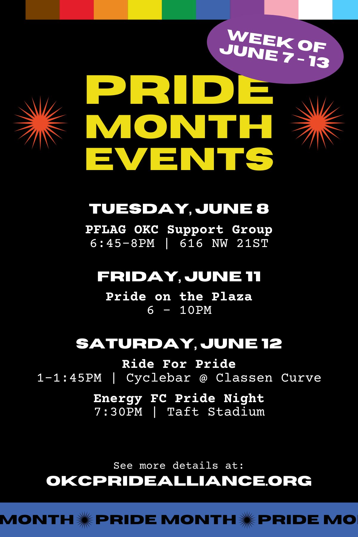 Okc Pride Alliance Pridemonth Is In Full Swing Here In Okc Check Out All Of These Awesome Events And Resources Planned For The Upcoming Week Get More Details And Okc Pride Alliance Pridemonth Is In Full Swing Here In Okc Check Out All Of These Awesome Events And Resources Planned For The Upcoming Week Get More Details And