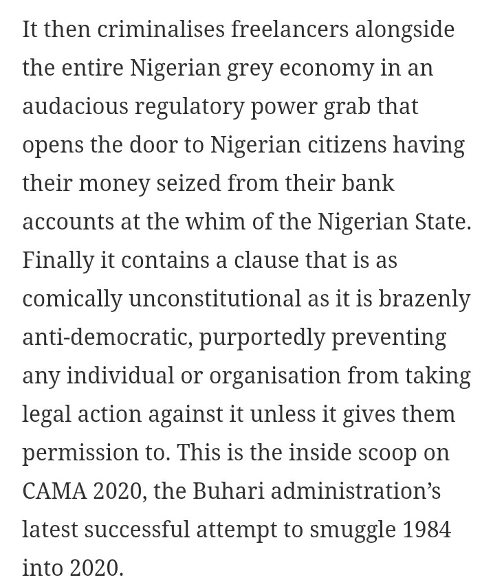 I remember when I published this story last year and David Hundeyin was a sensationalist and an alarmist who is not a lawyer and should leave legal commentary to lawyers.

I'd have said "Who's laughing now?" but the thing is I'm not laughing either. Cos we're all in this soup.