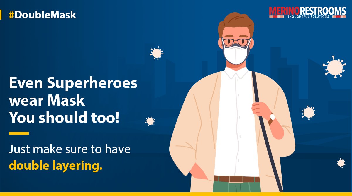 MerinoRestrooms's tweet photo. Your safety & of the ones around you is in your hands!
In the 2nd wave, let’s double the mask & stay safe.
#MerinoRestrooms #RestroomCubicles #Manufacturing #MakeInIndia #COVID19 #Symptoms #stopthespread #NewNormal #FightingTheVirus #India #OneNation #doublemask #staysafe # https://t.co/rbM0JGfYzj