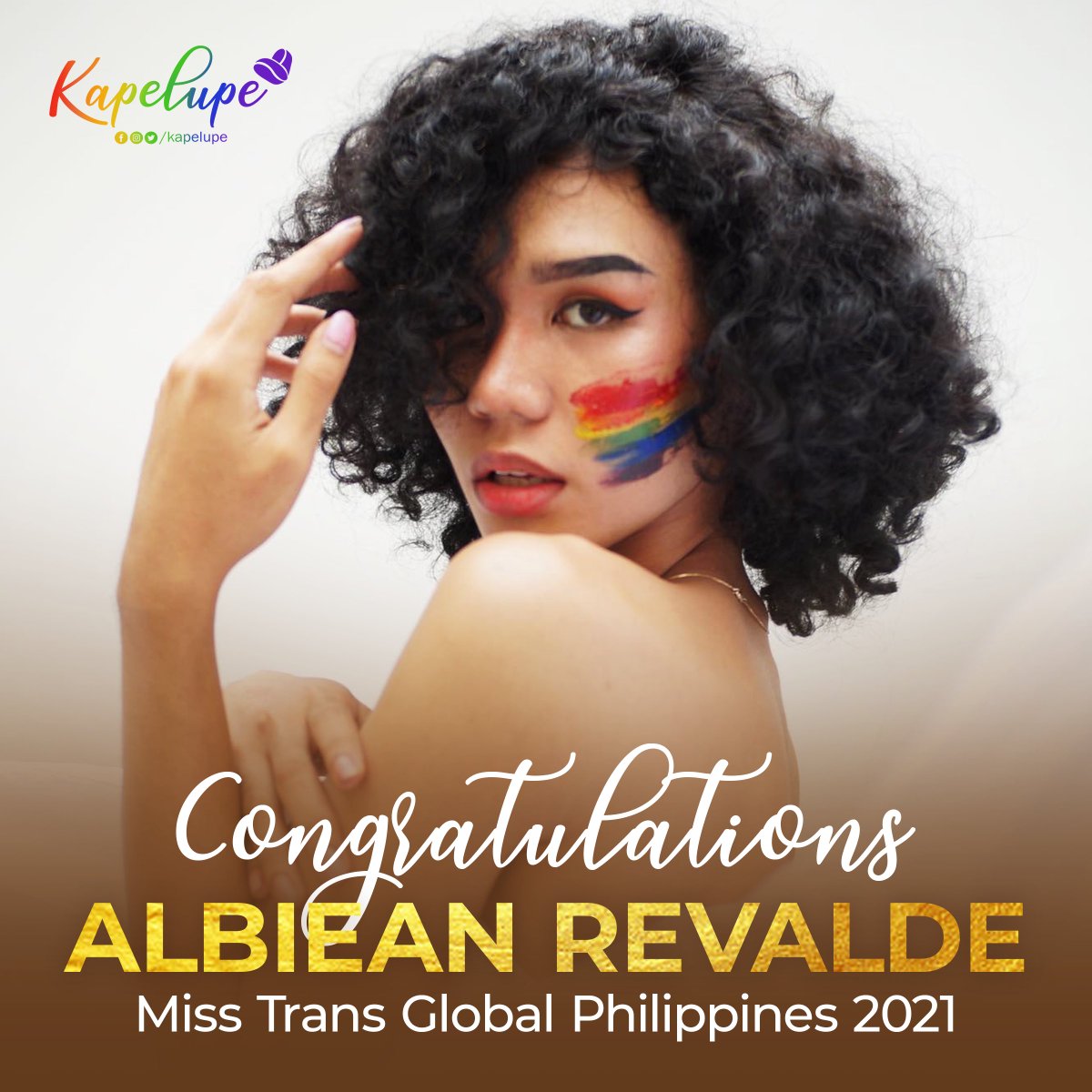 kapelupe's tweet photo. Congratulations to our very own @MissTransGlobal Philippines 2021, @mx_albie of Iloilo City! 👑

A true woman of diversed beauty. Your #Kapelupe family is so proud of you! 

📸: taken by our resident artist, @rexosphere_🤍 https://t.co/FQ6kC260sh
