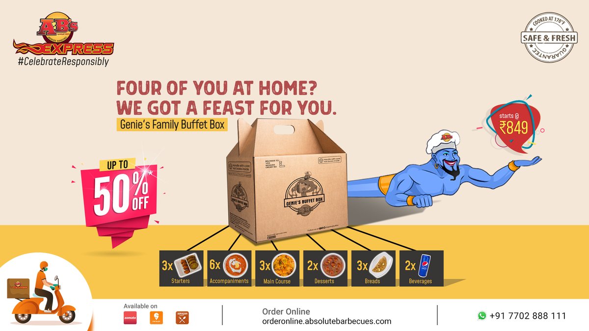 absolutebbq's tweet photo. Too lazy to cook amid the tiring WFH schedules? Check out our Genie’s Family Buffet Box (serving 4 pax) and indulge in a culinary feast with your friends and family and enjoy up to 50% off on our Genie’s Buffet Boxes.
#absolutebarbecues #offer #familybox #geniesbuffetbox https://t.co/994RGnOouk