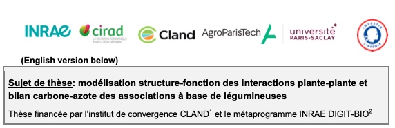 L'unité INRAe AgroParisTech U. Paris-Saclay recrute un.e doctorant.e sur la modélisation des interactions plante-plante. <a href="/AgroParisTech/">AgroParisTech</a> <a href="/UMRAgroecologie/">UMRAgroecologie</a> <a href="/UMR_LEPSE/">LEPSE</a> <a href="/PhTixier/">Philippe Tixier (Cirad)</a> <a href="/ABG_Asso/">ABG</a> @UMR_PIAF <a href="/UMR_IGEPP/">UMR Igepp</a> <a href="/CLAND_saclay/">CLand</a> <a href="/AgapInstitut/">Agap Institut</a>   #agroecology 

www6.versailles-grignon.inrae.fr/ecosys/Emploi-…