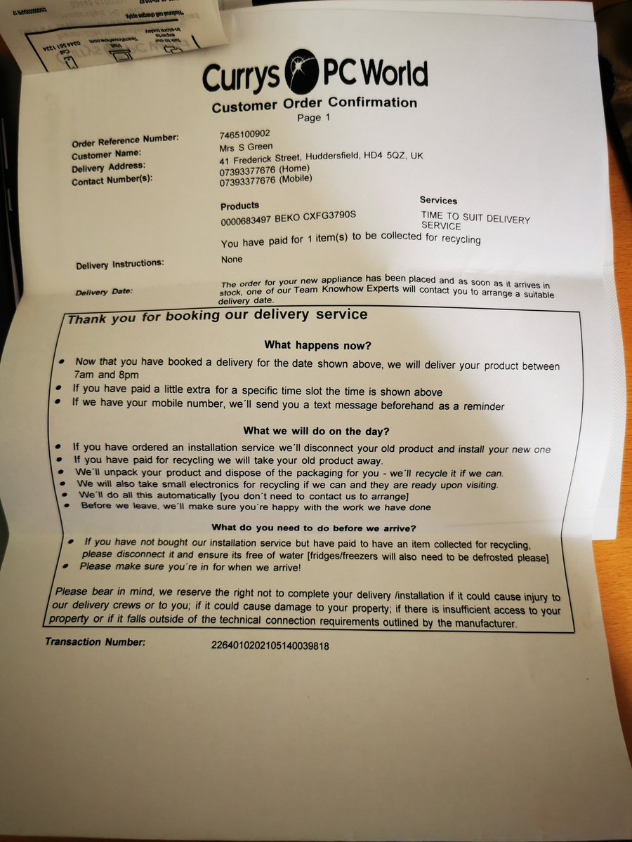 bazzmo03's tweet photo. @TeamKnowhowUK Harry

Please check your delivery's details
It's states we unpack your product and dispose of the packaging for you - well recycle it if we can
This was not done and a large fridge freezer left in the house with frozen food taken out as required the night before. https://t.co/60oFifYqPO