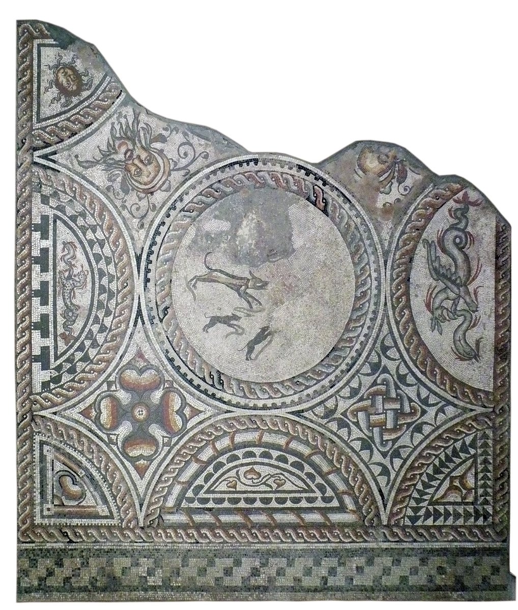 CoriniumMuseum's tweet photo. #OnceUponAtimeMW in 1849 a mosaic was found in Cirencester during sewerage works. The discovery lead to the creation of @CoriniumMuseum. This engraving shows the Hunting Dogs Mosaic being lifted.  #beginning #origin #start #MuseumWeek https://t.co/7a7D5fQsrF