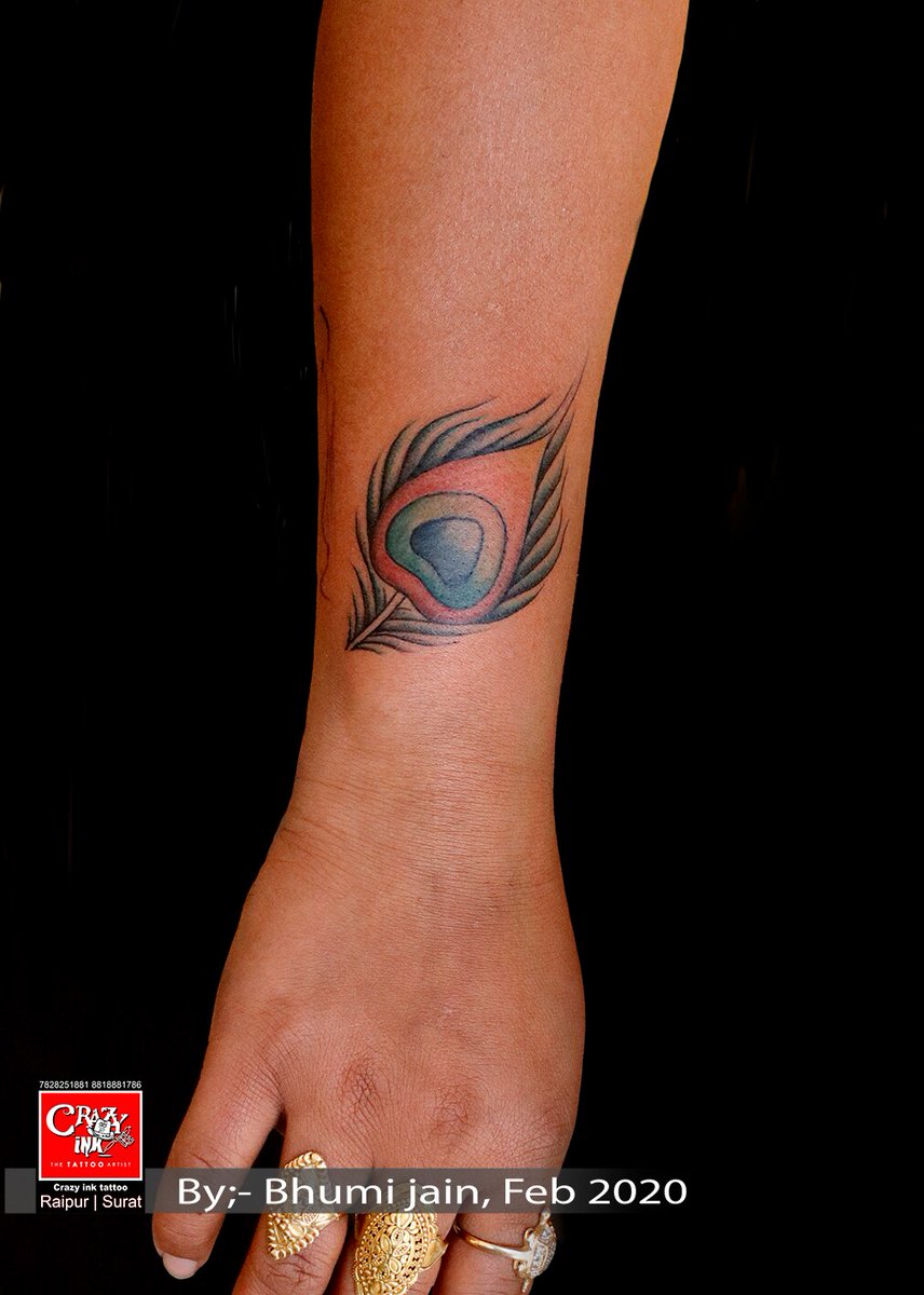 peacock feather tattoo design by tattoo artist bhumi jain done at cr..For more info visit...https://t.co/6nLJGX2yCy https://t.co/UP5XzEzCiW