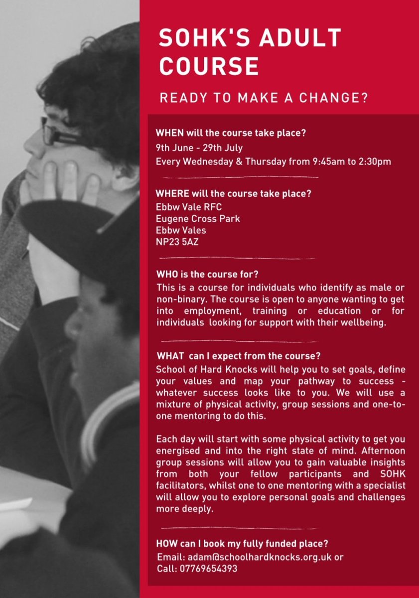 shaunnidavies's tweet image. Just 2 days out from our first @SOHKCharity in person course of 2021 @evrfc 🙌🏼
Get in touch for more details- if you're looking for support in employment, training, better wellbeing this is an opportunity you won't want to miss.

#Share #BlaenauGwent #opportunity #rugbyfamily