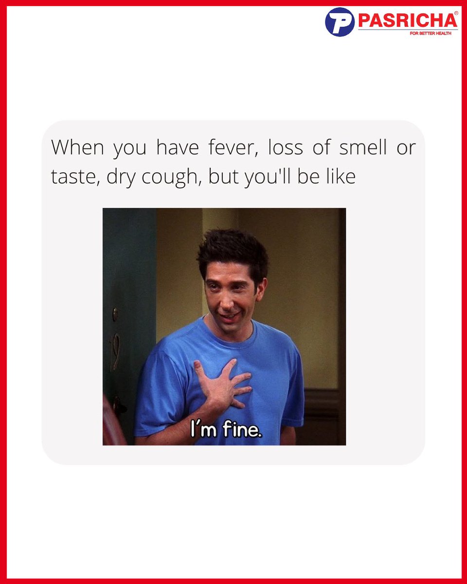 ThePasricha's tweet photo. This is Ross. 
Ross is a palaeontologist. 
Ross has all the Covid symptoms but he doesn’t agree. 
Don’t be like Ross.  

#Friends #FriendsReunion #FriendsTvShow #Netflix #Covid_19 #Covid #CovidMemes #Pasricha #ForBetterHealth https://t.co/Q2D0DNTP8c