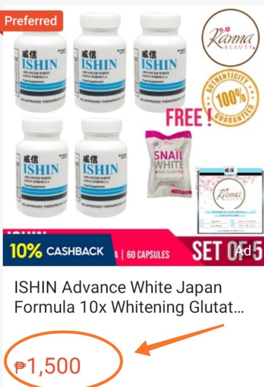 COsoyus's tweet photo. Check out ISHIN Advance White Japan Formula 10x Whitening Glutathione 60 Capsules (Resellers Package) for ₱1,500. 
Get it on Shopee now! 
And you will get FREE Snail White Soap

Order here https://t.co/Yc3soqmTZQ
Order here https://t.co/Yc3soqmTZQ https://t.co/JgNM3axnHr