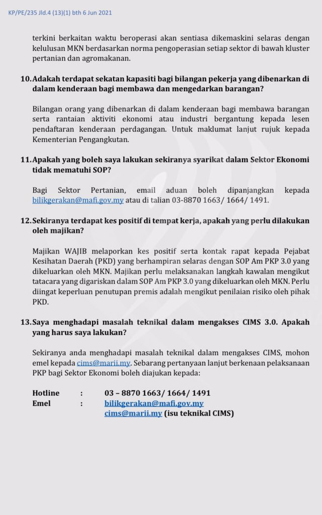 myDOA_HQ's tweet image. FREQUENTLY ASKED QUESTION (FAQ) BAGI PEMOHONAN PENDAFTARAN COVID-19 INTELLIGENT MANAGEMENT SYSTEM (CIMS) 3.0 DI BAWAH Kementerian Pertanian dan Industri Makanan

#myDOA
#PKP3